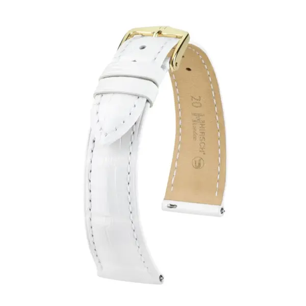 HIRSCH London Alligator - Leather Watch Strap - White Shiny