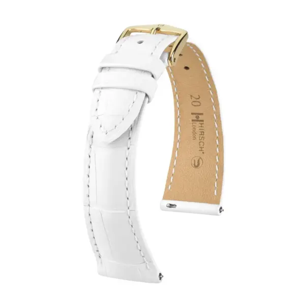 HIRSCH London Alligator - Leather Watch Strap - White