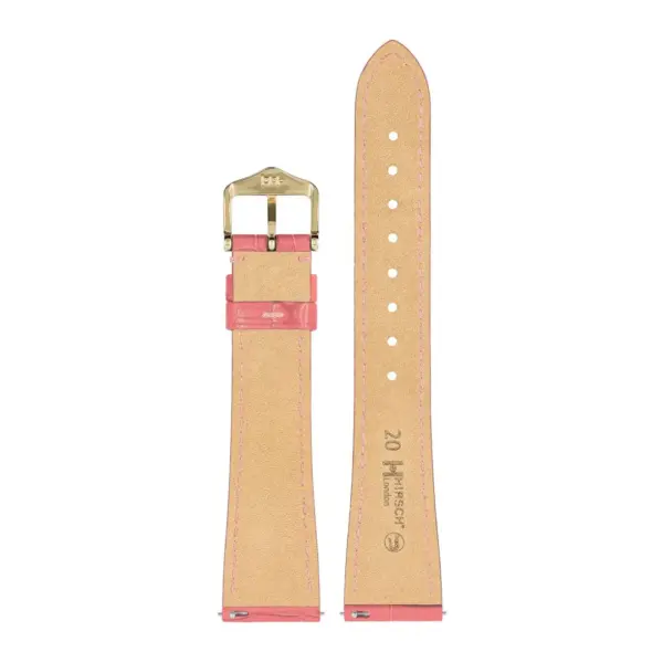 HIRSCH London Alligator - Leather Watch Strap - Pink - Image 3