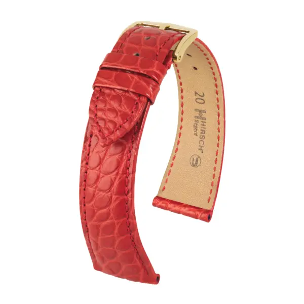 HIRSCH Regent - Alligator Flank Leather Watch Strap - Red - Image 4