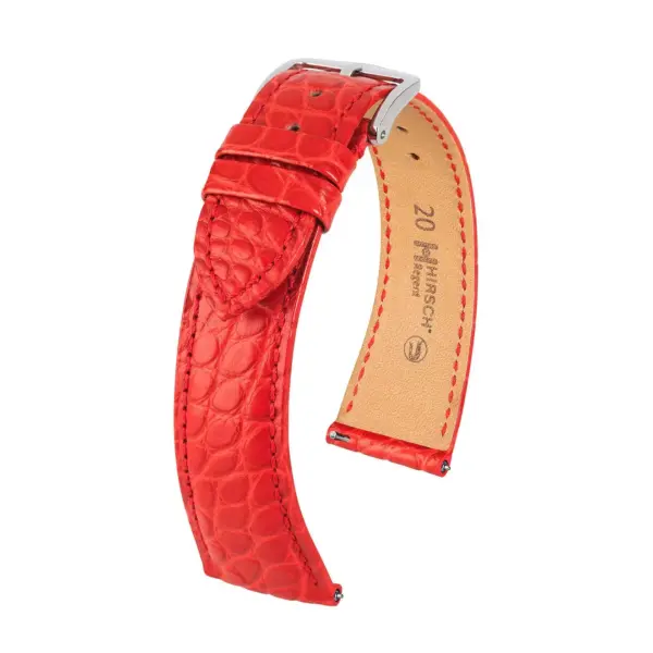 HIRSCH Regent - Alligator Flank Leather Watch Strap - Red