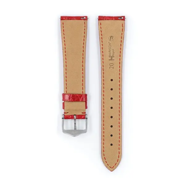 HIRSCH Regent - Alligator Flank Leather Watch Strap - Red - Image 3