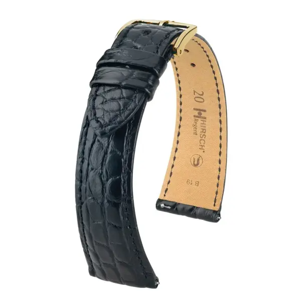 HIRSCH Regent - Alligator Flank Leather Watch Strap - Black - Image 4