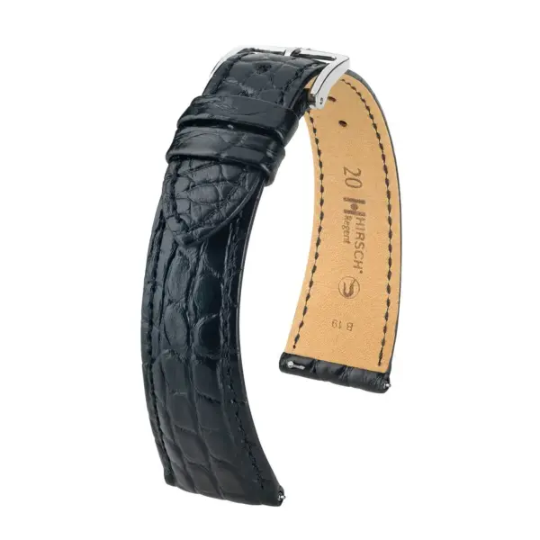 HIRSCH Regent - Alligator Flank Leather Watch Strap - Black