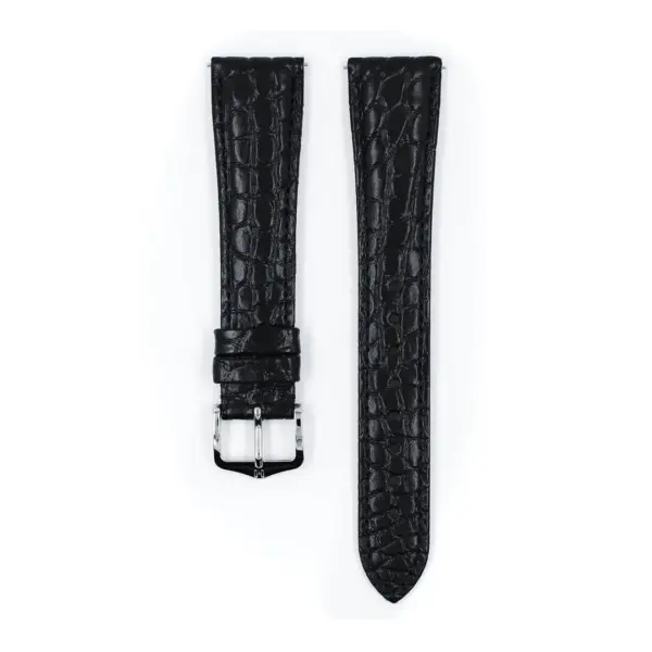 HIRSCH Regent - Alligator Flank Leather Watch Strap - Black - Image 2