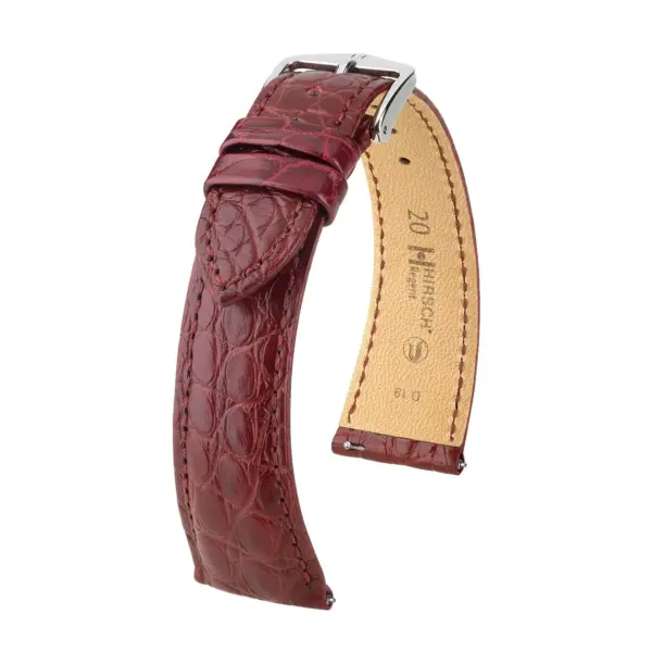 HIRSCH Regent - Alligator Flank Leather Watch Strap - Wine Red