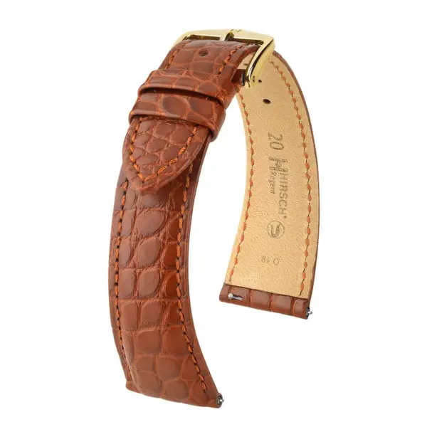 HIRSCH Regent - Alligator Flank Leather Watch Strap - Golden Brown - Image 4
