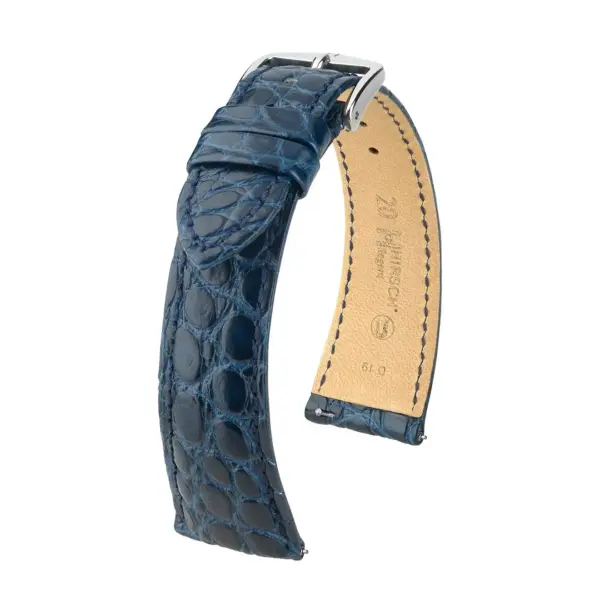 HIRSCH Regent - Alligator Flank Leather Watch Strap - Blue