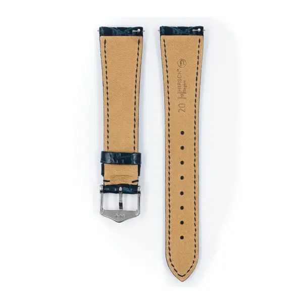 HIRSCH Regent - Alligator Flank Leather Watch Strap - Blue - Image 3