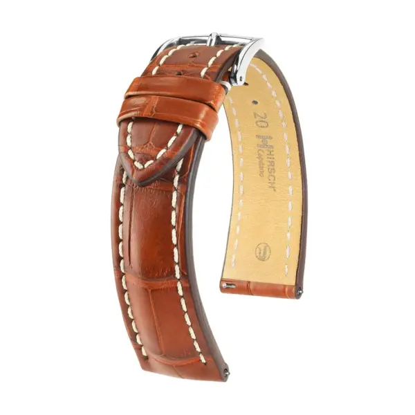 HIRSCH Capitano - Alligator Leather Watch Strap - Golden Brown