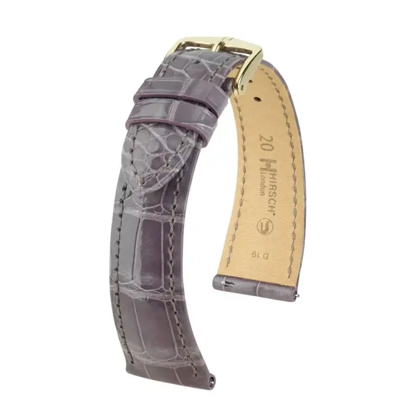 HIRSCH London Alligator - Leather Watch Strap - Taupe Shiny