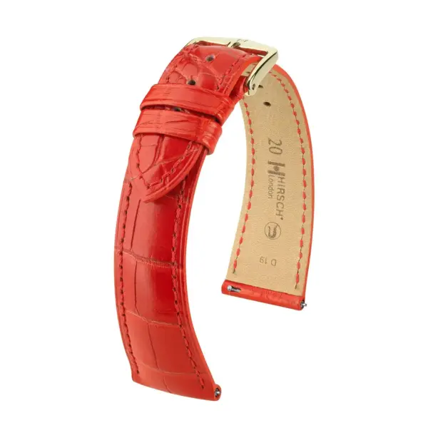 HIRSCH London Alligator - Leather Watch Strap - Red
