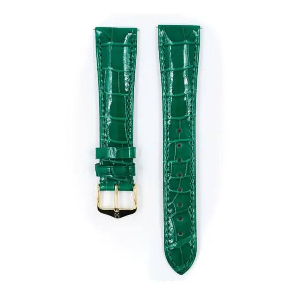 HIRSCH London Alligator - Leather Watch Strap - Green Shiny - Image 2