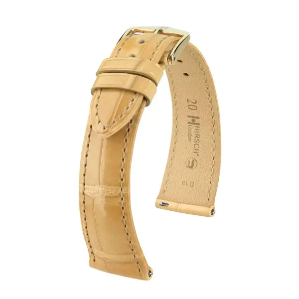 HIRSCH London Alligator - Leather Watch Strap - Beige Shiny