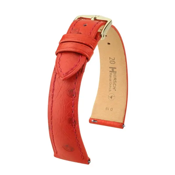 HIRSCH Massai Ostrich - Leather Watch Strap - Red