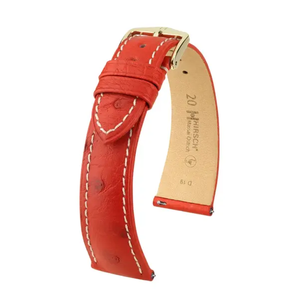 HIRSCH Massai Ostrich - Leather Watch Strap - Red/White