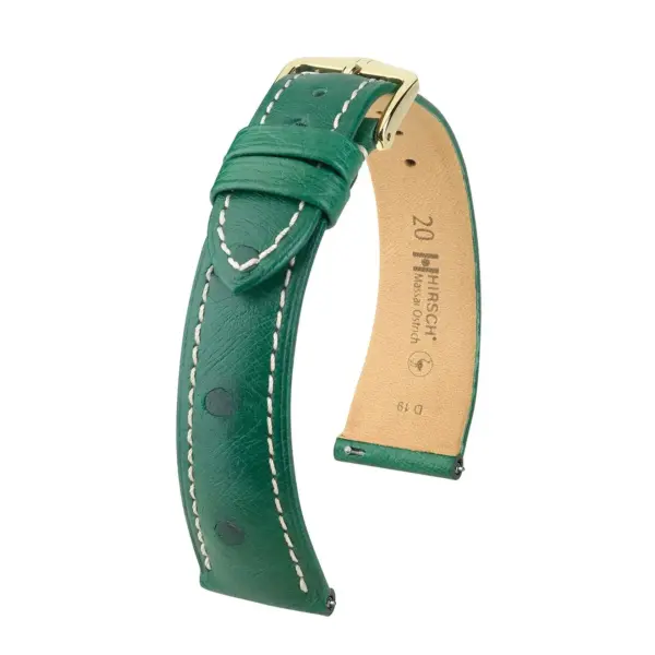 HIRSCH Massai Ostrich - Leather Watch Strap - Green/White