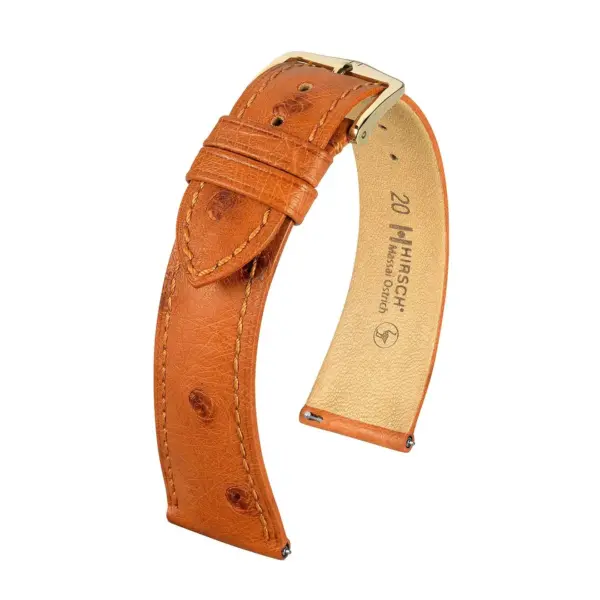 HIRSCH Massai Ostrich - Leather Watch Strap - Golden Brown
