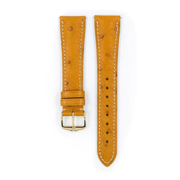 HIRSCH Massai Ostrich - Leather Watch Strap - Honey/White - Image 2