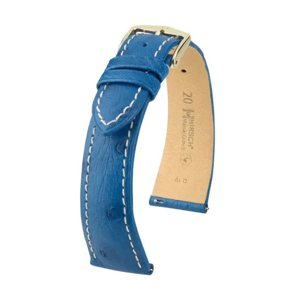 HIRSCH Massai Ostrich - Leather Watch Strap - Royal Blue/White