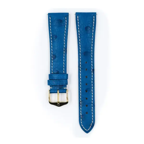 HIRSCH Massai Ostrich - Leather Watch Strap - Royal Blue/White - Image 2