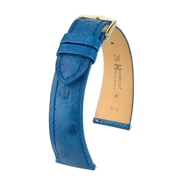 HIRSCH Massai Ostrich - Leather Watch Strap - Royal Blue