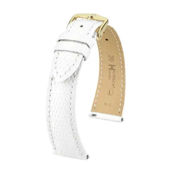 HIRSCH London Lizard - Leather Watch Strap - White Shiny