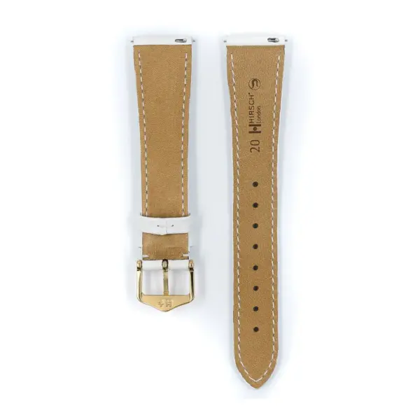 HIRSCH London Lizard - Leather Watch Strap - White Shiny - Image 3