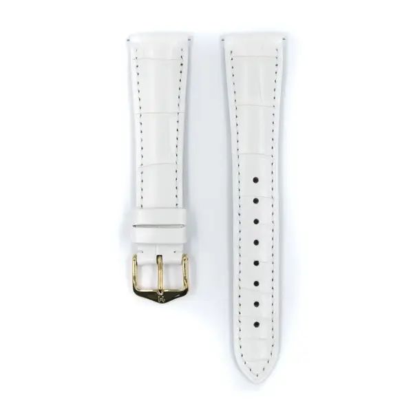 HIRSCH London Lizard - Leather Watch Strap - White Shiny - Image 2