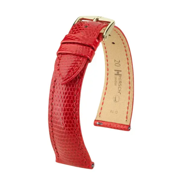 HIRSCH London Lizard - Leather Watch Strap - Red Shiny
