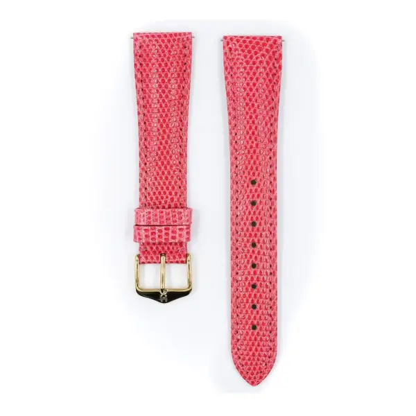 HIRSCH London Lizard - Leather Watch Strap - Dark Pink Shiny - Image 2