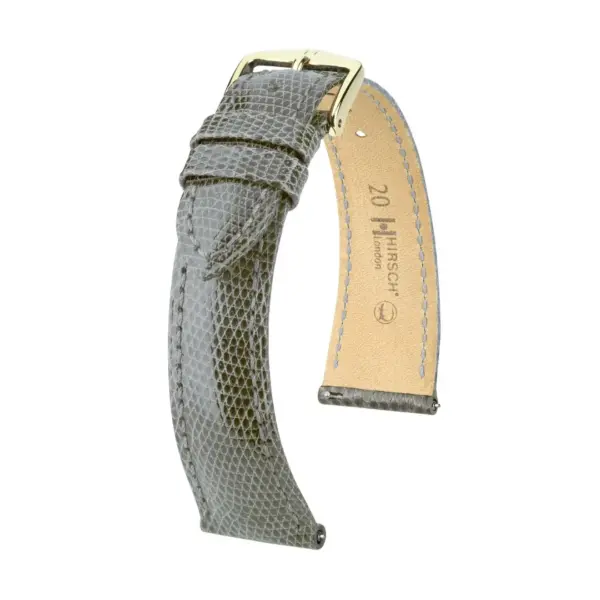 HIRSCH London Lizard - Leather Watch Strap - Grey Shiny