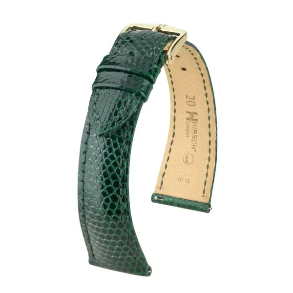 HIRSCH London Lizard - Leather Watch Strap - Green Shiny