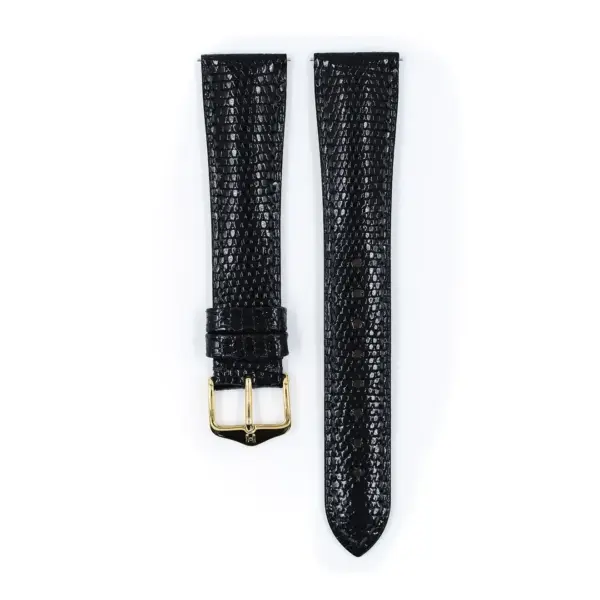 HIRSCH London Lizard - Leather Watch Strap - Black Shiny - Image 2