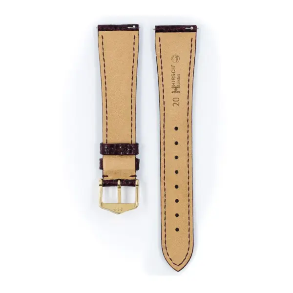 HIRSCH London Lizard - Leather Watch Strap - Wine Red Shiny - Image 3