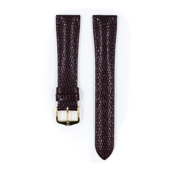 HIRSCH London Lizard - Leather Watch Strap - Wine Red Shiny - Image 2