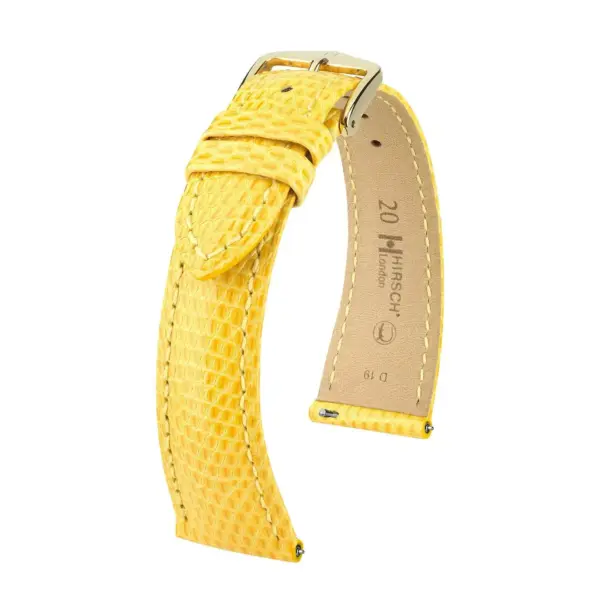 HIRSCH London Lizard - Leather Watch Strap - Yellow Shiny