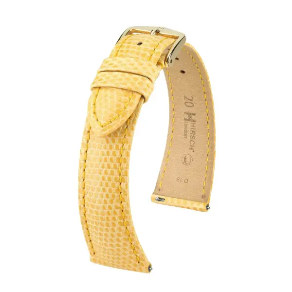HIRSCH London Lizard - Leather Watch Strap - Light Yellow Shiny