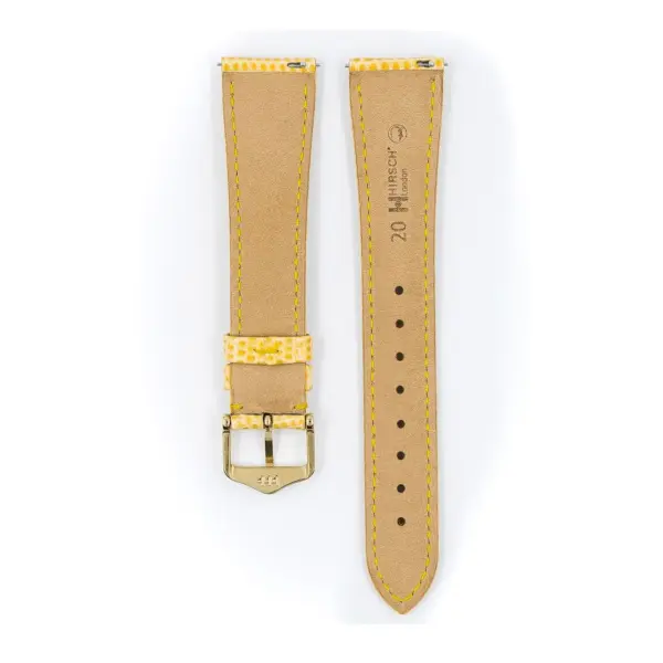 HIRSCH London Lizard - Leather Watch Strap - Light Yellow Shiny - Image 3