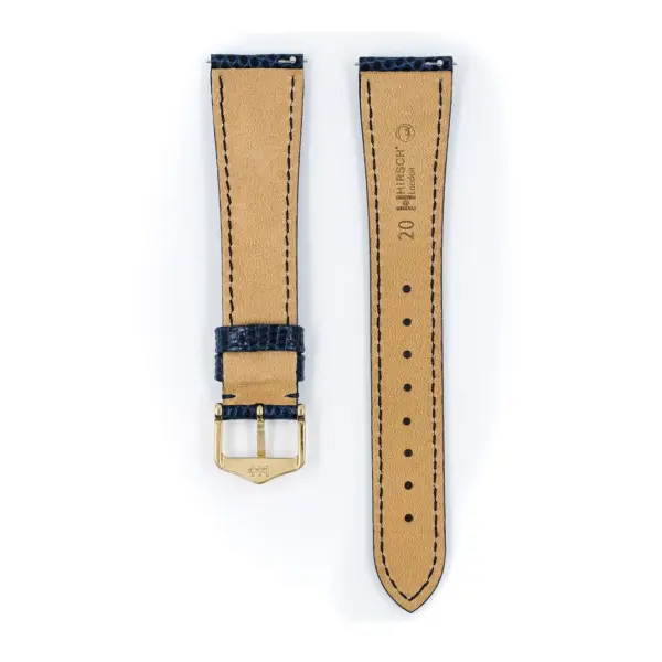 HIRSCH London Lizard - Leather Watch Strap - Blue Shiny - Image 3