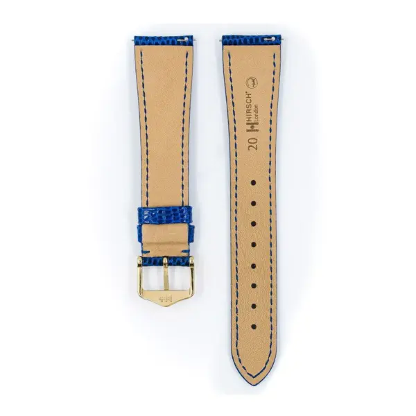 HIRSCH London Lizard - Leather Watch Strap - Royal Blue Shiny - Image 3