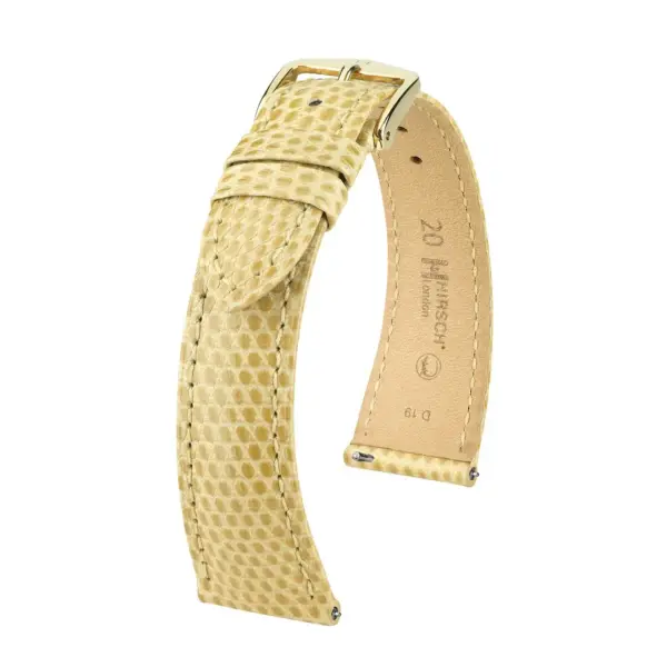 HIRSCH London Lizard - Leather Watch Strap - Beige Shiny
