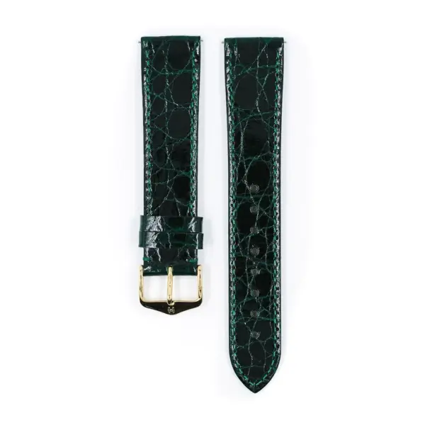 HIRSCH Genuine Croco - Caiman Leather Watch Strap - Dark Green - Image 2
