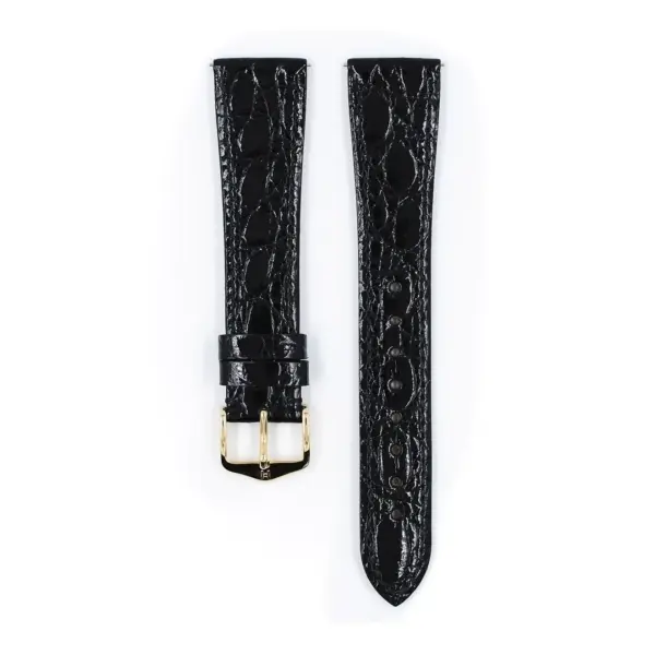 HIRSCH Genuine Croco - Caiman Leather Watch Strap - Black - Image 2