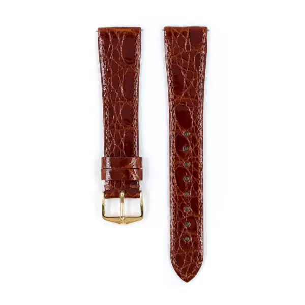 HIRSCH Genuine Croco - Caiman Leather Watch Strap - Golden Brown - Image 2