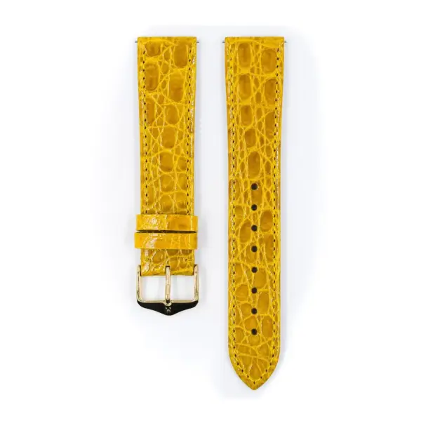 HIRSCH Genuine Croco - Caiman Leather Watch Strap - Yellow - Image 2