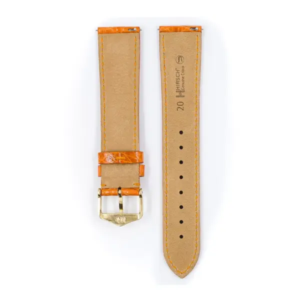 HIRSCH Genuine Croco - Caiman Leather Watch Strap - Orange - Image 3