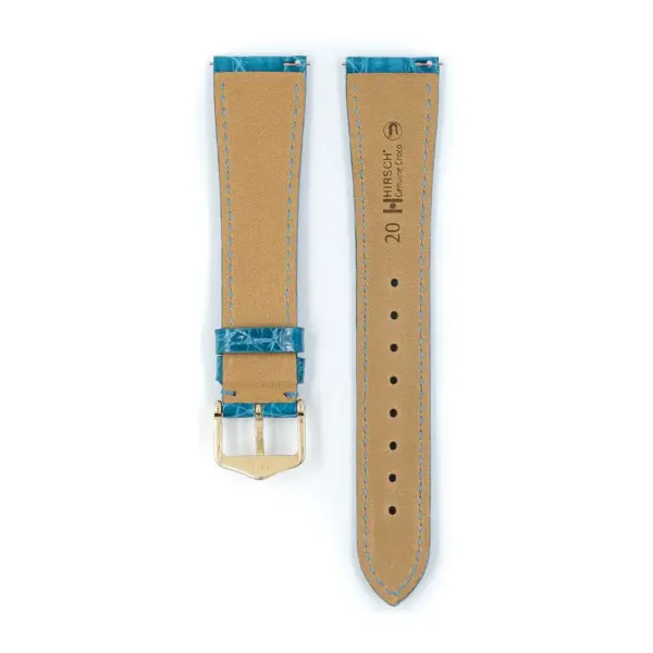 HIRSCH Genuine Croco - Caiman Leather Watch Strap - Turquoise - Image 3