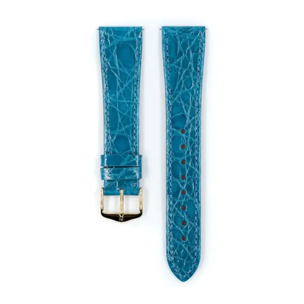 HIRSCH Genuine Croco - Caiman Leather Watch Strap - Turquoise - Image 2