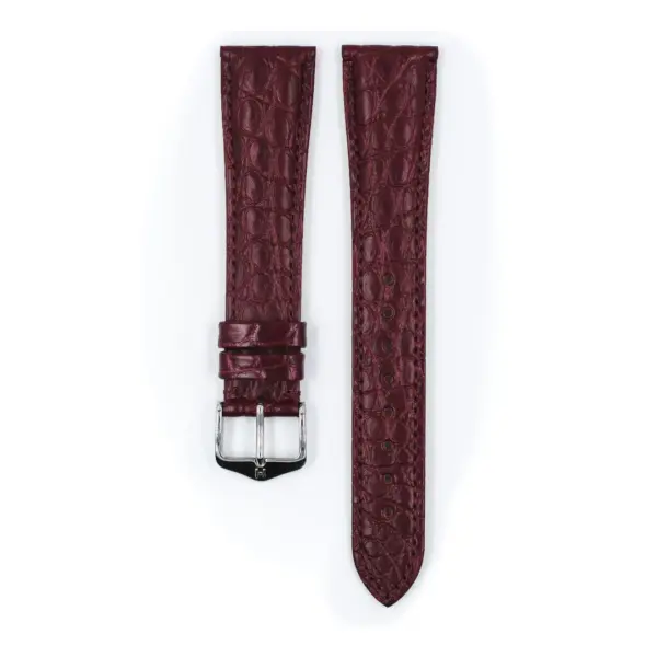 HIRSCH Regent - Alligator Flank Leather Watch Strap - Wine Red - Image 2
